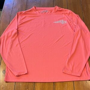 Reel Life Bait Shop Graphic Performance Coral LS Tee Size M EUC